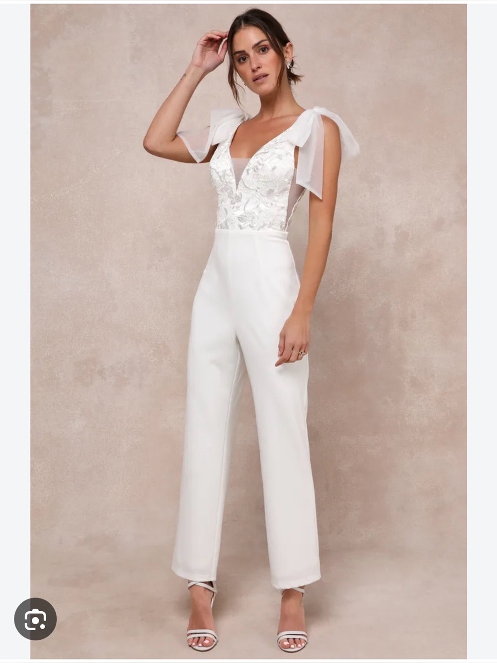 Lulu’s Dignified Beauty, XL White Embroidered Jumpsuit XL